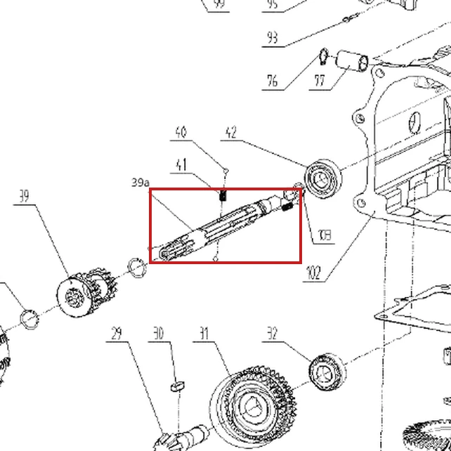 Ax pinion RURIS 731K motosapa, pozitia 39a plansa 2