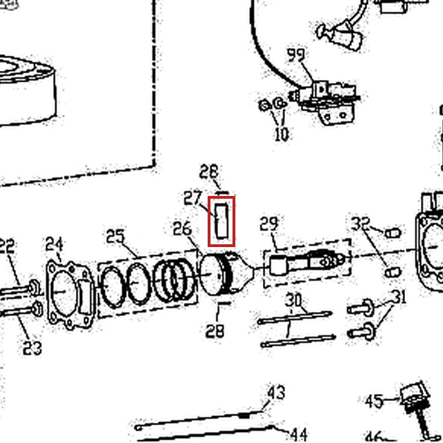 Bolt piston pentru masina de tuns gazon RURIS DAC 100XL, pozitia 27 pe plansa motorului