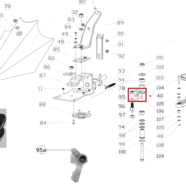 Brat actionare masa RURIS DAC 777K motocositoare, pozitia 95 plansa 4 a masinii