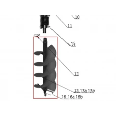 Burghiu 150x800 motoburghiu RURIS TT14, pozitia 13b, cod pstt14-3-13b
