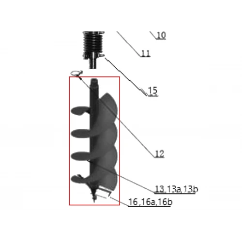 Burghiu 150x800 motoburghiu RURIS TT14, pozitia 13b, cod pstt14-3-13b