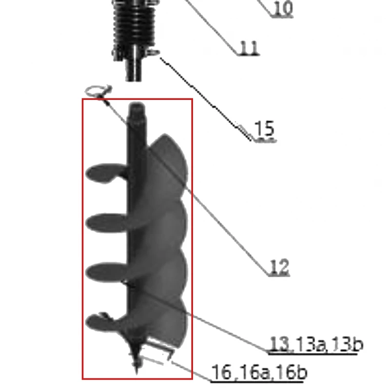 Burghiu 150x800 motoburghiu RURIS TT14, pozitia 13b pe plansa