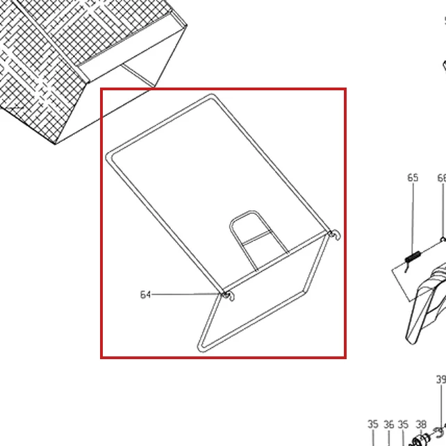 Cadru sac colector RURIS DAC 110XL masina tuns gazon, pozitia 64 plansa masinii
