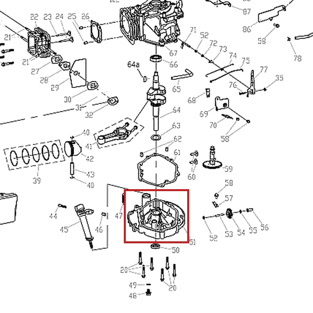 Capac carter RURIS DAC 130XL masina tuns gazon, pozitia 51 plansa motorului
