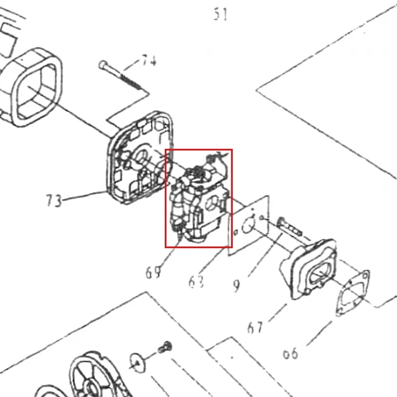 Carburator motoburghiu RURIS TT10, pozitia 69 pe plansa