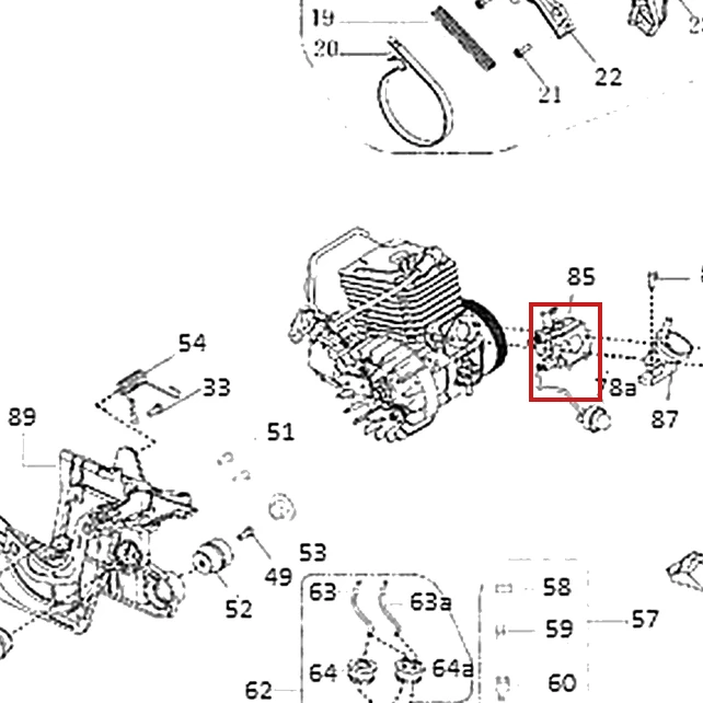 Carburator motoferastrau RURIS DAC 401S, pozitia 85 plansa 1