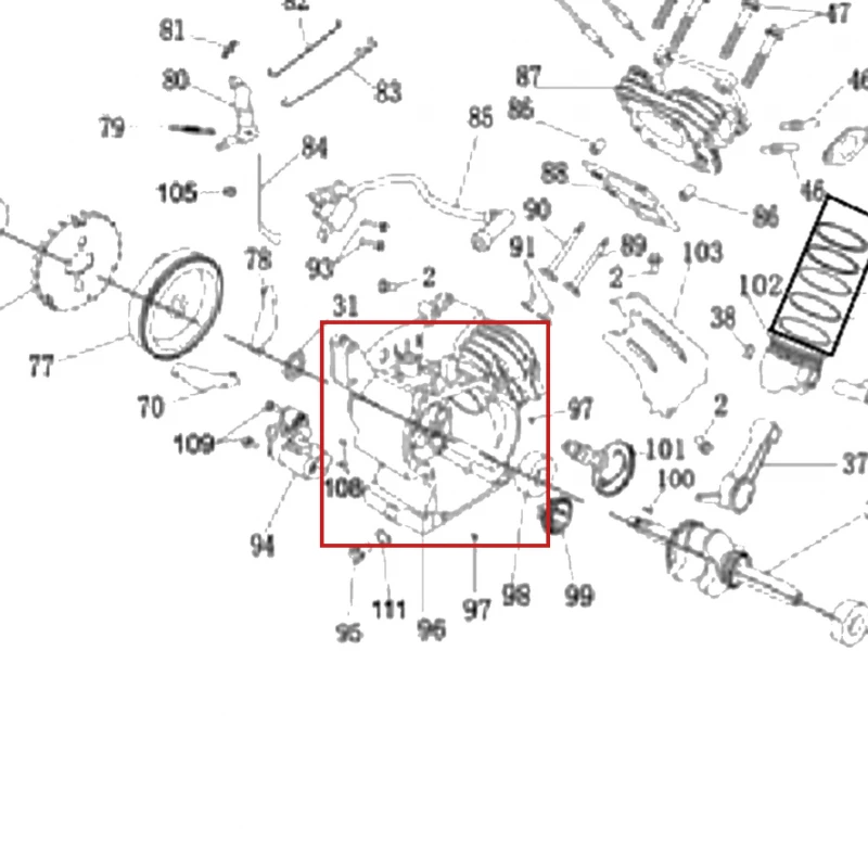 Carter cilindru generator curent RURIS R-Power GE 1000, pozitia 96 pe plansa