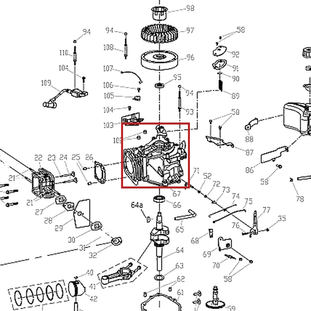 Carter RURIS DAC 130XL masina tuns gazon, pozitia 67 plansa motorului