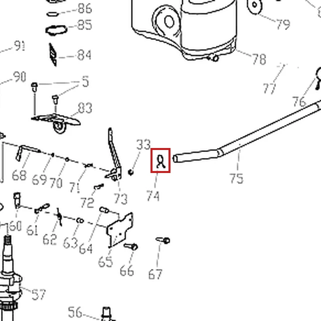 Clema B RURIS DAC 120XL masina tuns gazon, pozitia 74 plansa motorului