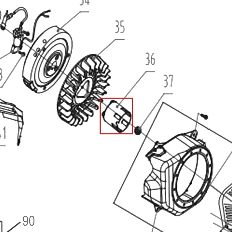 Cuplaj motor motocultor RURIS 731K, pozitia 36 pe plansa