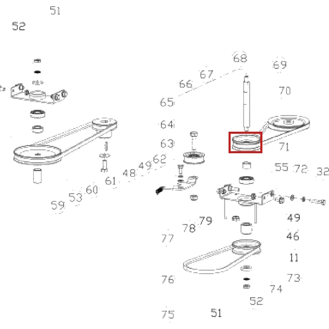 Fulie transmisie RURIS DAC 777K motocositoare, pozitia 67 plansa 3 a masinii
