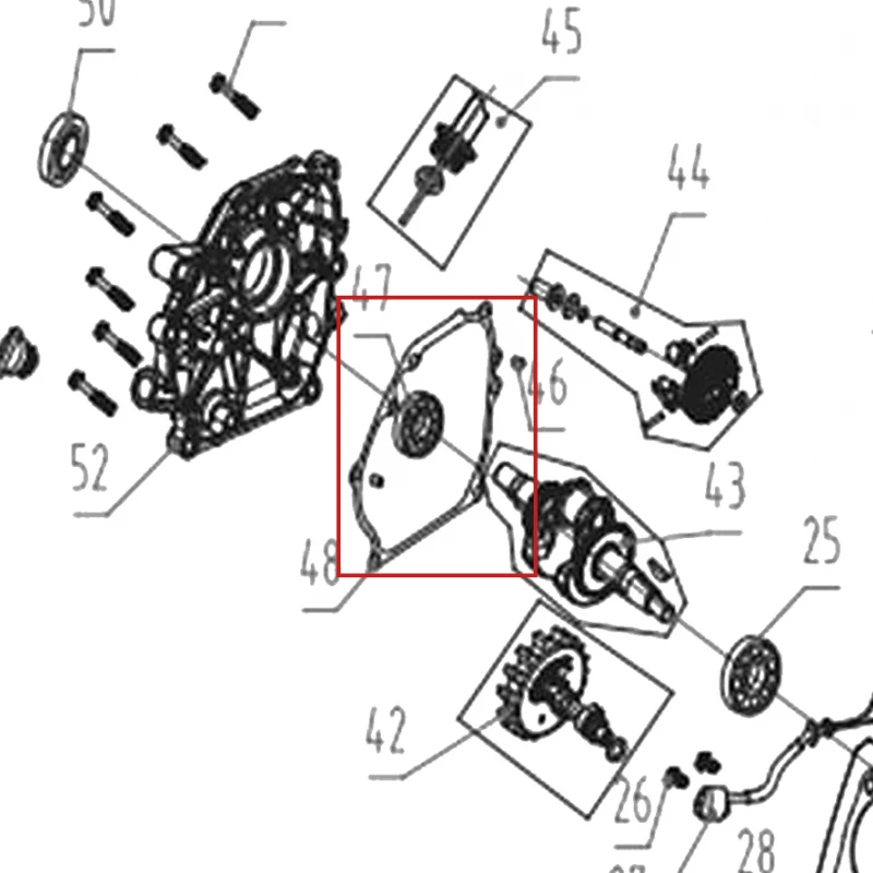 Garnitura carter motor motocultor RURIS 731K, pozitia 48 pe plansa
