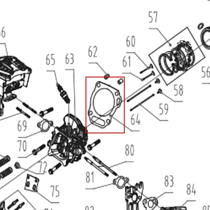 Garnitura chiulasa motor motocultor RURIS 731K, pozitia 64 pe plansa