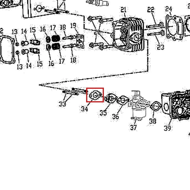 Garnitura izolator pentru masina de tuns gazon RURIS DAC 100XL, pozitia 34 pe plansa motorului