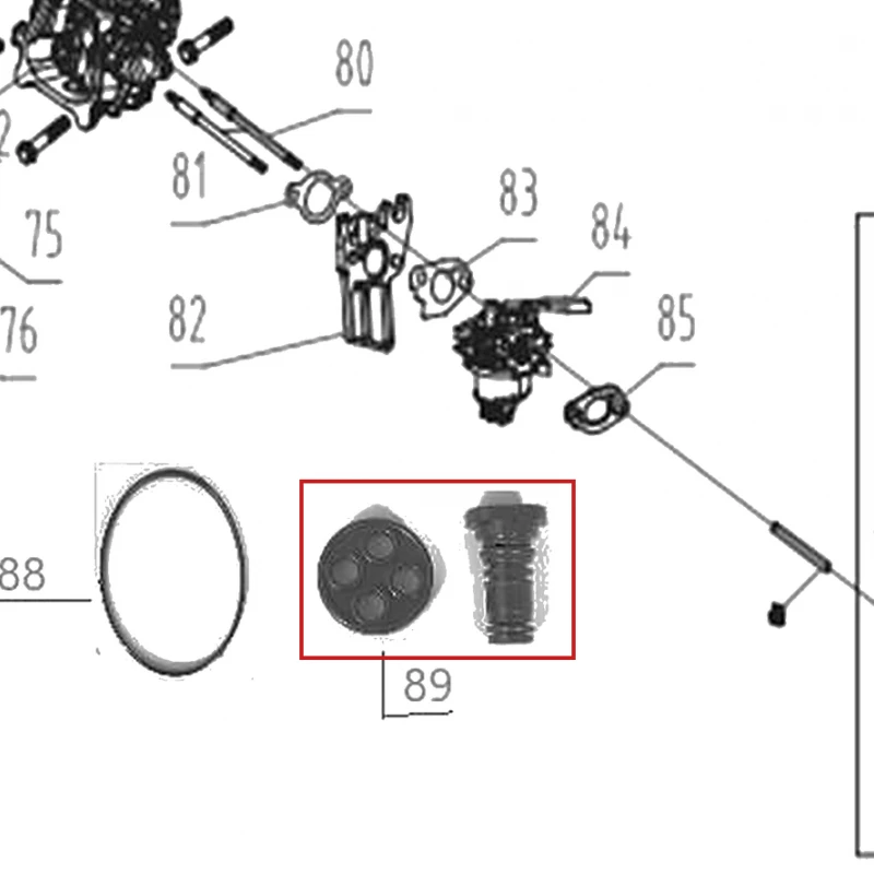 Garnitura + jiglor motor motocultor RURIS 731K, pozitia 89 pe plansa