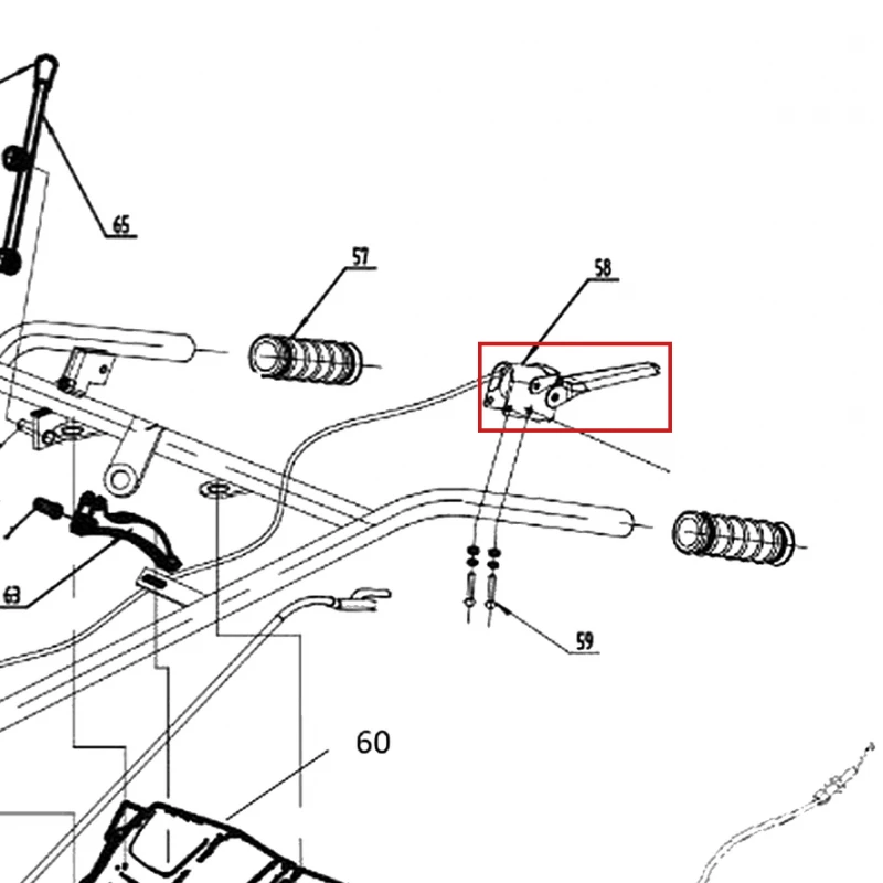Maneta motor stop motocultor RURIS 918, pozitia 58 pe plansa