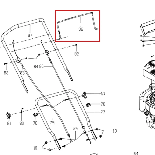 Maneta motor stop RURIS DAC 130XL masina tuns gazon, pozitia 86 plansa masinii