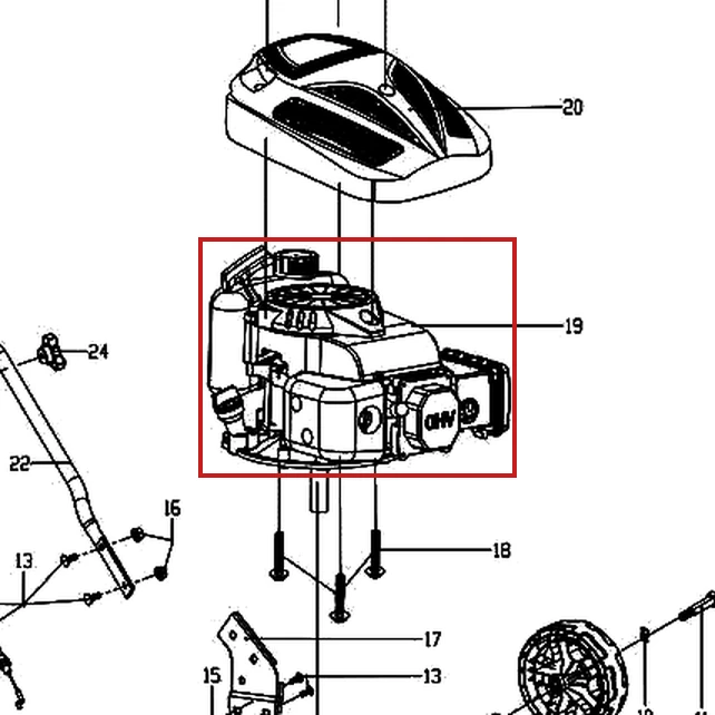 Motor pentru masina de tuns gazon RURIS DAC 100XL, pozitia 19 pe plansa masinii