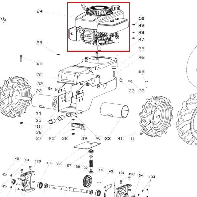 Motor Loncin ax vertical RURIS DAC 777K motocositoare, pozitia 24 plansa 2 a masinii