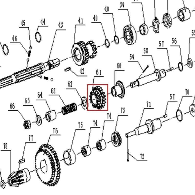 Pinion marsarier motosapa RURIS 1300KS, pozitia 61 pe plansa