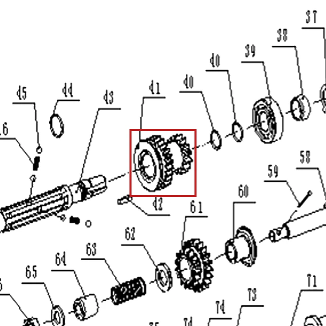 Pinion motosapa RURIS 1300KS, pozitia 41 pe plansa