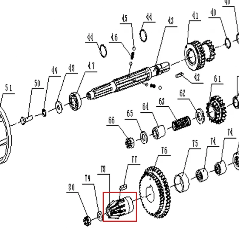 Pinion motosapa RURIS 1300KS, pozitia 78 pe plansa