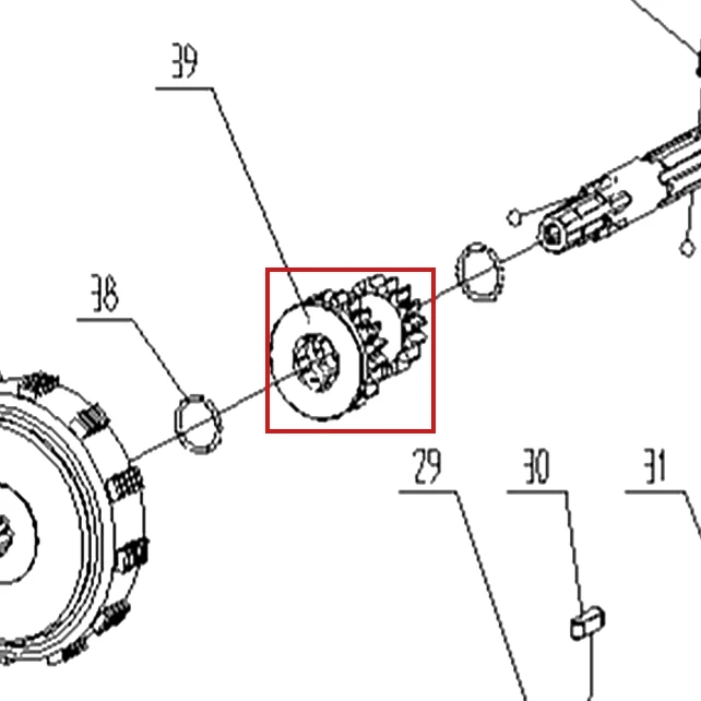 Pinion motosapa RURIS 650/651KSD, pozitia 39 pe plansa