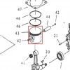 Piston motoburghiu RURIS TT10, pozitia 43 pe plansa