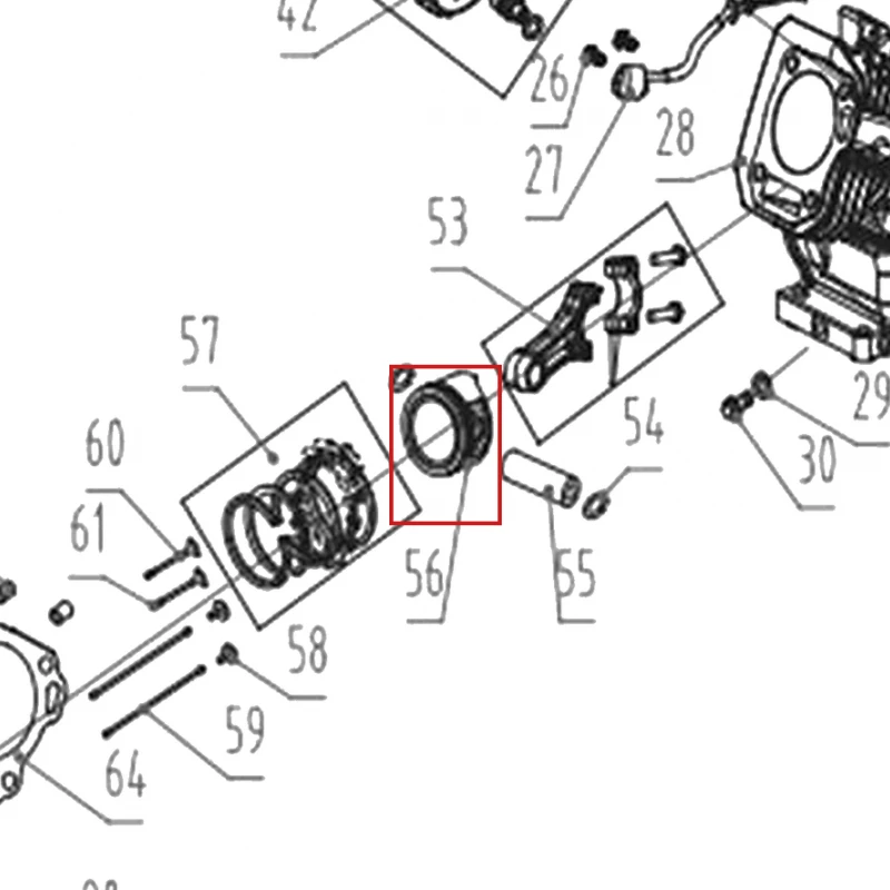 Piston motor motocultor RURIS 731K, pozitia 56 pe plansa
