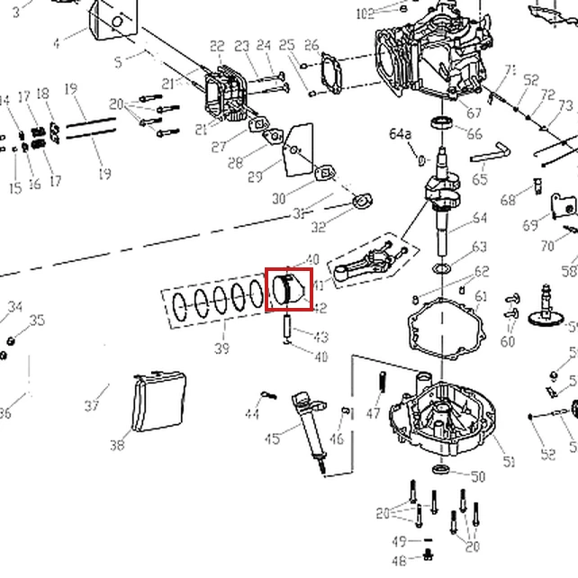 Piston RURIS DAC 130XL masina tuns gazon, pozitia 42 plansa motorului
