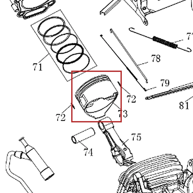 Piston motor FC192 RURIS, pozitia 73 pe plansa