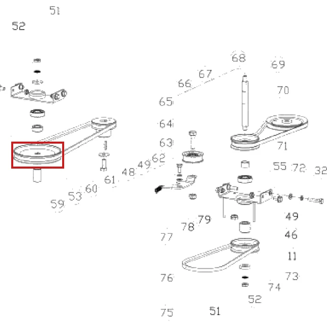 Roata curea RURIS DAC 777K motocositoare, pozitia 57 plansa 3 a masinii