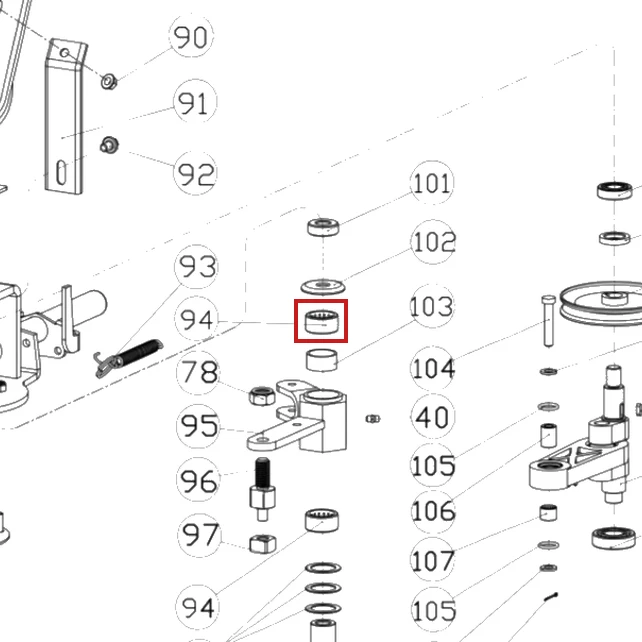 Rulment HK2516 RURIS DAC 777K motocositoare, pozitia 94 plansa 4 a masinii