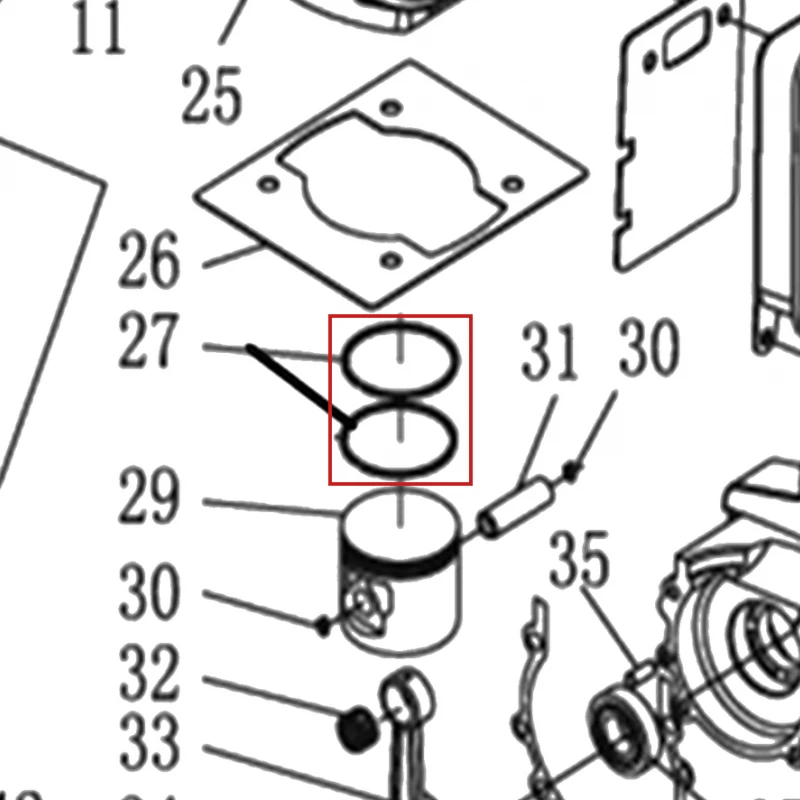 Set segmenti motoburghiu RURIS TT14, pozitia 27 pe plansa