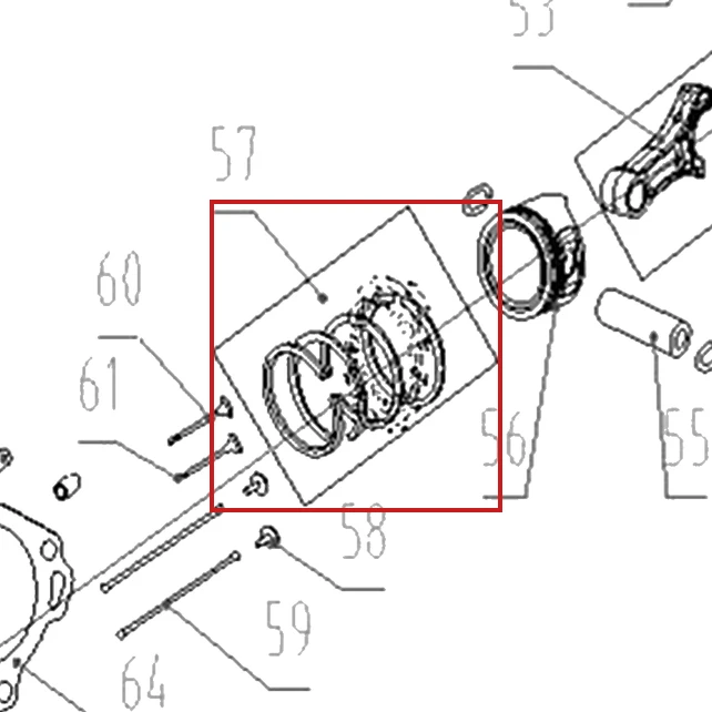 Set segmenti motosapa RURIS 701KS, pozitia 57 pe plansa
