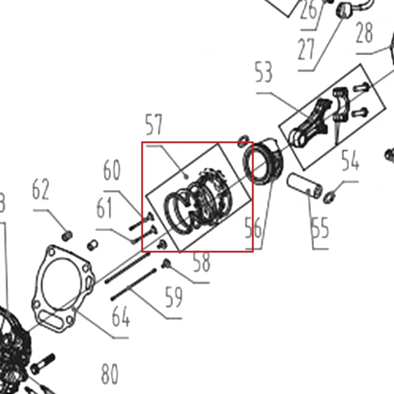 Set segmenti motor motocultor RURIS 731K, pozitia 57 pe plansa