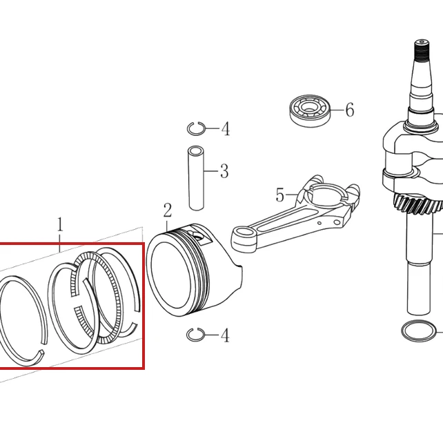 Set segmenti RURIS DAC 777K motocositoare, pozitia 1 plansa 4 a motorului