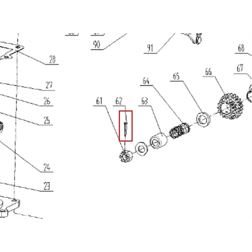 Siguranta RURIS 731K motosapa, piesa motocultor, plansa 2 pozitia 62, cod ps731-2-62