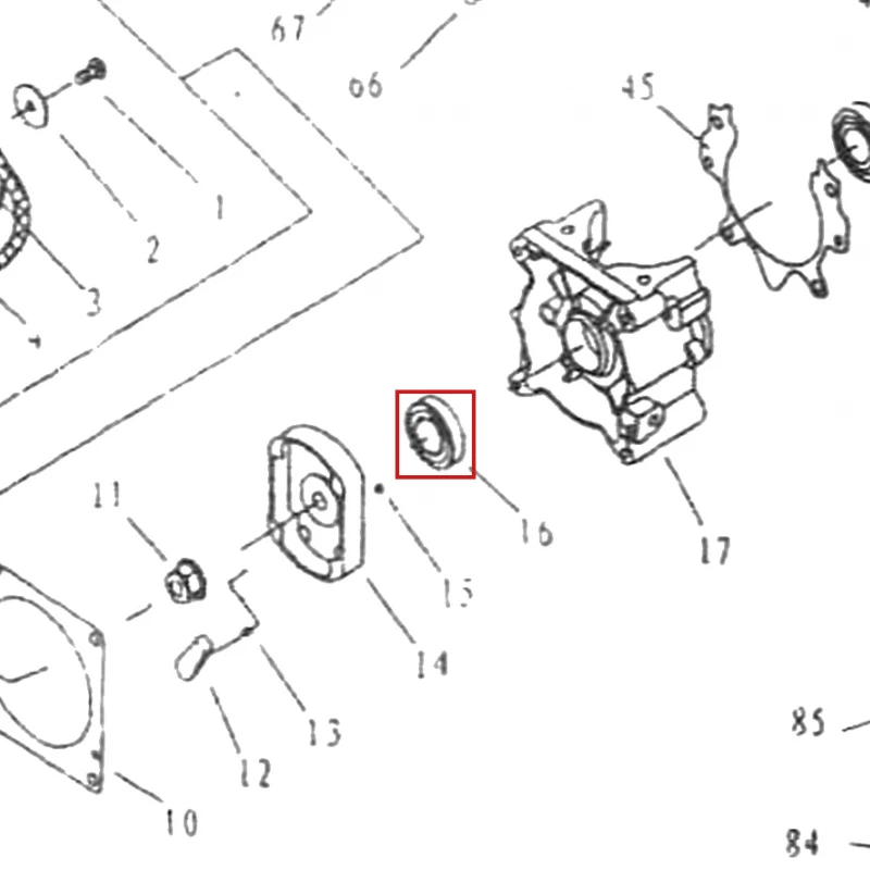 Simering motoburghiu RURIS TT10, pozitia 16 pe plansa