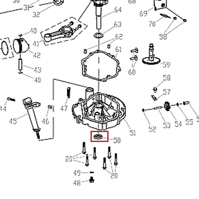 Simering RURIS DAC 130XL masina tuns gazon, pozitia 50 plansa motorului