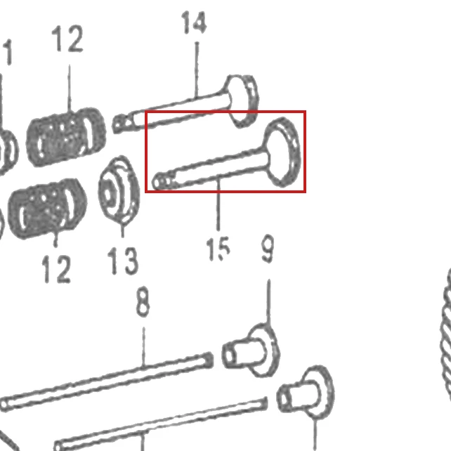 Supapa admisie motor scarificator gazon RURIS RXH999, pozitia 15 plansa 12