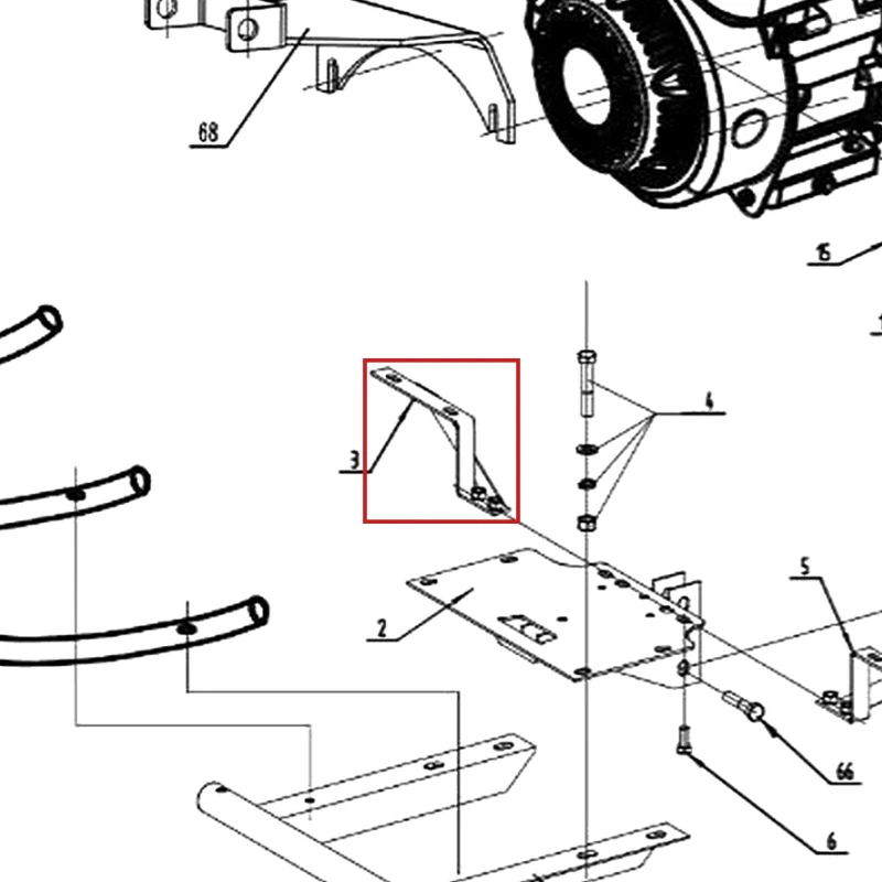 Suport aripa fata dreapta motocultor RURIS 918, pozitia 3 pe plansa
