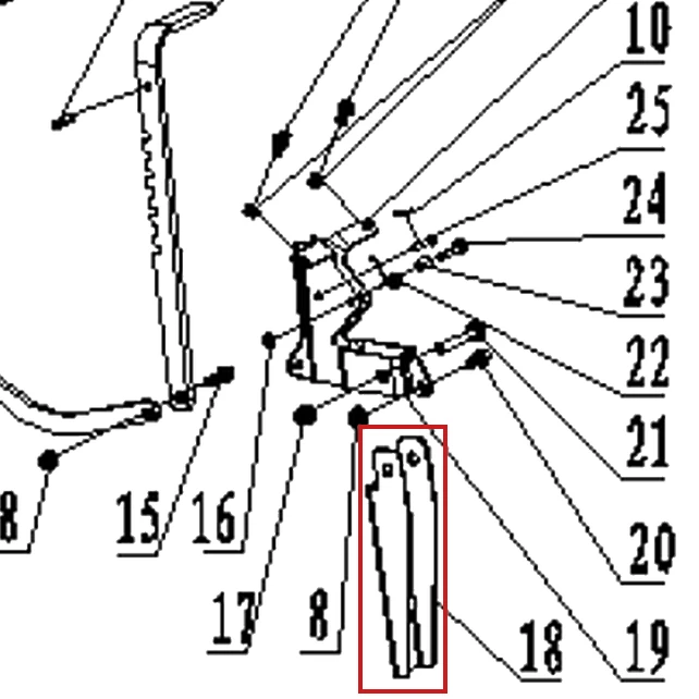 Suport aripa spate motosapa RURIS 5800R, pozitia 18 pe plansa