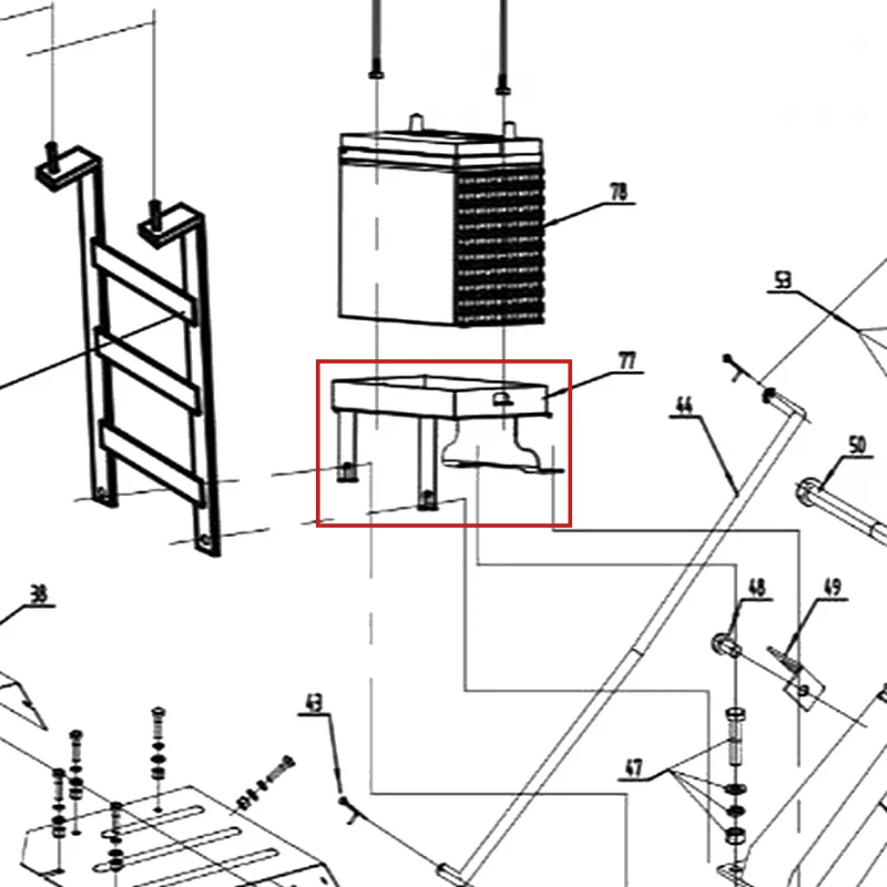 Suport baterie motocultor RURIS 918, pozitia 77 pe plansa