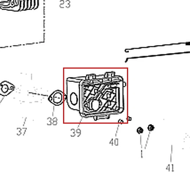 Suport filtru aer pentru masina de tuns gazon RURIS DAC 100XL, pozitia 39 pe plansa motorului
