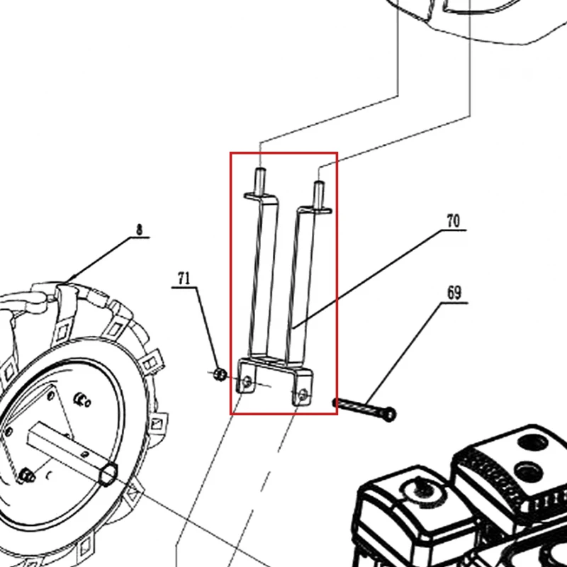 Suport superior capota motocultor RURIS 918, pozitia 70 pe plansa
