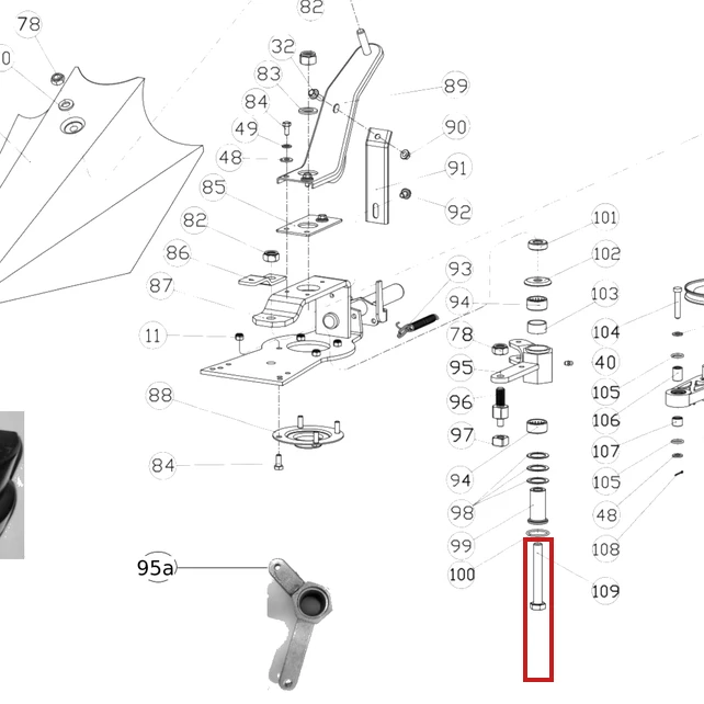 Surub m14x100 RURIS DAC 777K motocositoare, pozitia 109 plansa 4 a masinii