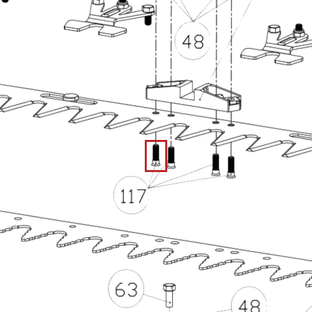 Surub RURIS DAC 777K motocositoare, pozitia 117 plansa 5 a masinii