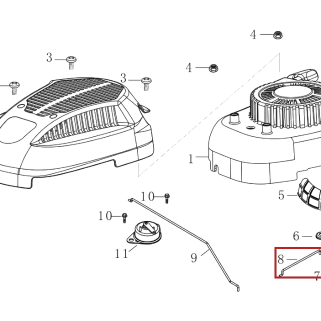 Tija RURIS DAC 777K motocositoare, pozitia 8 plansa 6 a motorului