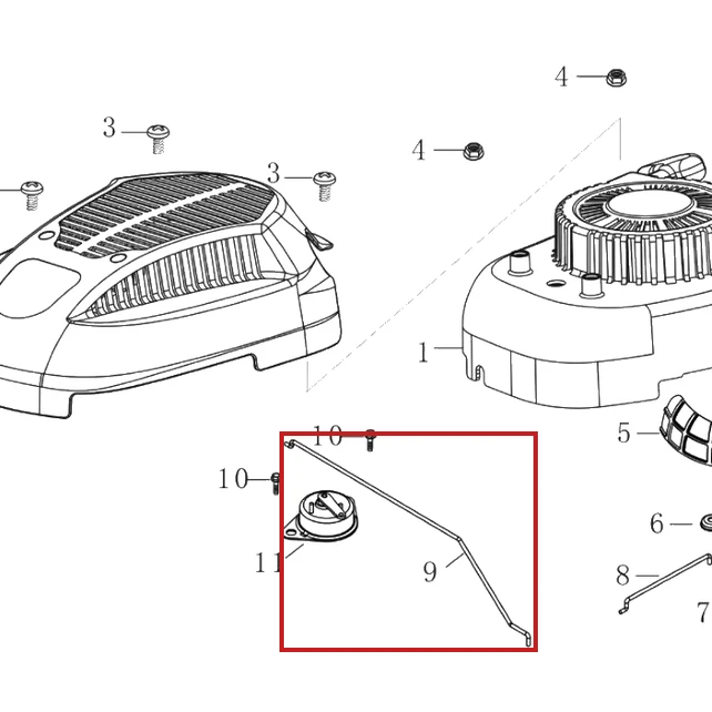 Tija RURIS DAC 777K motocositoare, pozitia 9 plansa 6 a motorului
